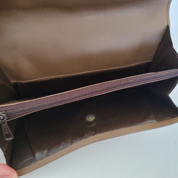 Valentino Vintage Bifold Logo Brown Wallet Large Vintage Envelope Italian Retro - Picture 5 of 12